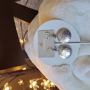 Chico's NWT Tayla Drop Hammered Silvertone Earrings